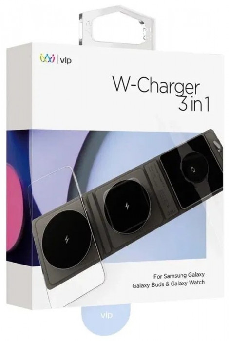 Беспроводное зарядное устройство VLP W-Charger для Samsung, Galaxy Buds, Galaxy Watch черное