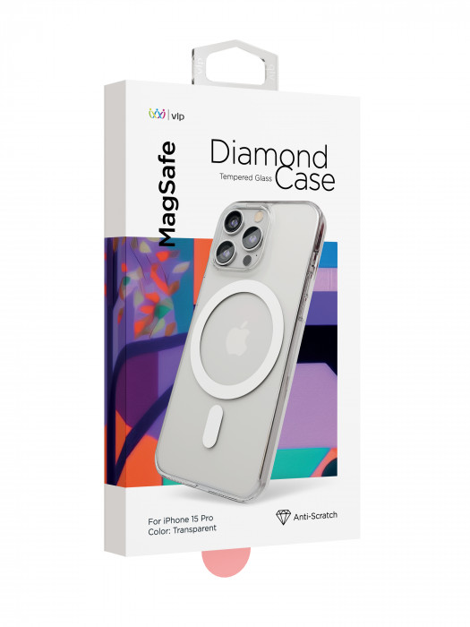 Чехол защитный VLP Diamond Case с MagSafe для iPhone 15 Pro прозрачный