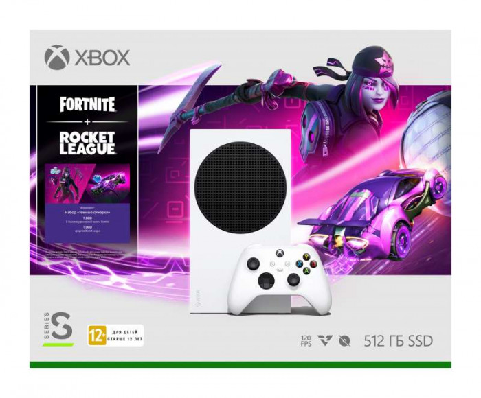 Игровая приставка Microsoft Xbox Series S + FORTNITE + ROCKET LEAGUE  Белый