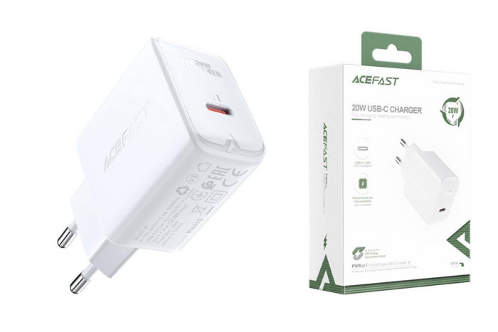 Зарядное устройство ACEFAST A1 20W USB-C Белый