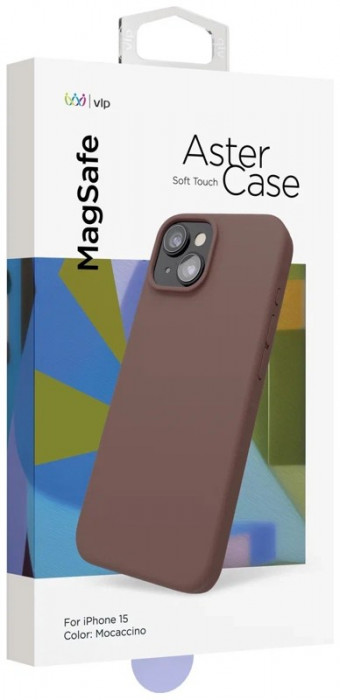 Чехол защитный VLP Aster Case с MagSafe для iPhone 15 моккачино