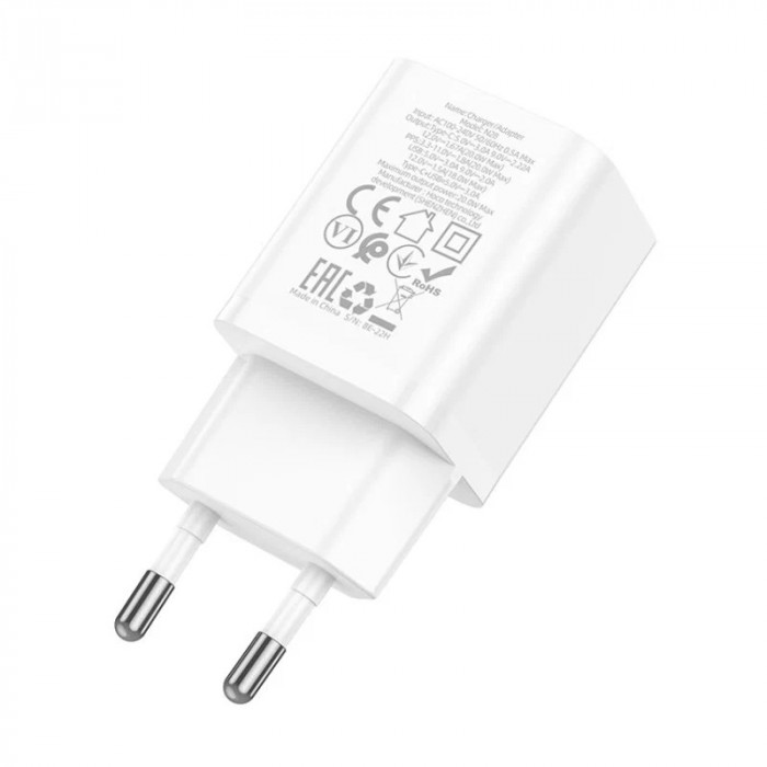 Зарядное устройство HOCO N28 USB-A USB-C 20W Белый