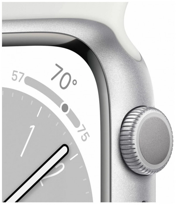 Умные часы Apple Watch Series 8 45mm GPS Silver Aluminum Case with Sport Band White