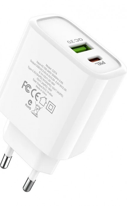 Зарядное устройство “C57A Speed charger” PD + QC3.0 белая