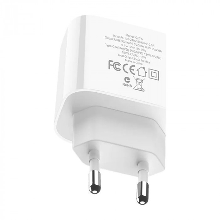 Зарядное устройство “C57A Speed charger” PD + QC3.0 белая