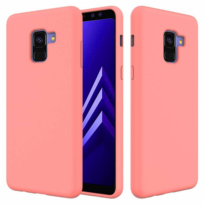 Чехол-накладка Silicone Cover для Samsung Galaxy A5 2018/A8 2018 Песочно розовый