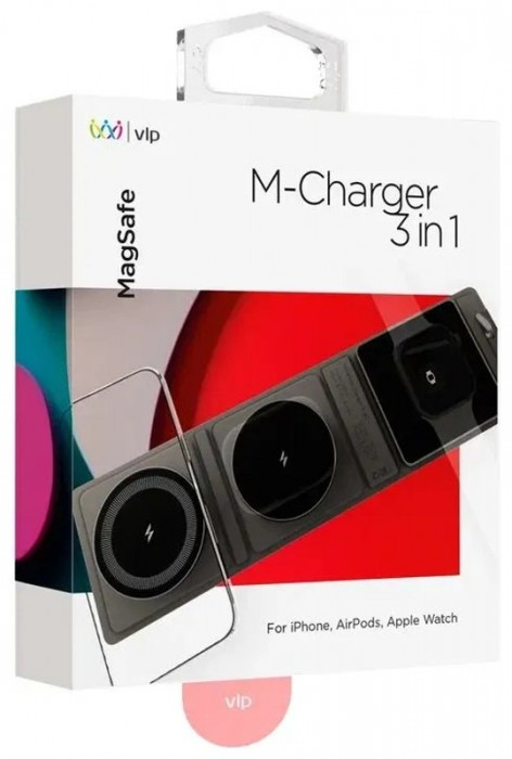 Беспроводное зарядное устройство VLP M-Charger для iPhone, AirPods, Apple Watch черное