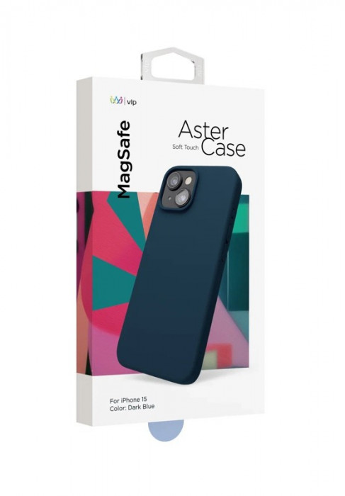 Чехол защитный VLP Aster Case с MagSafe для iPhone 15 темно-синий