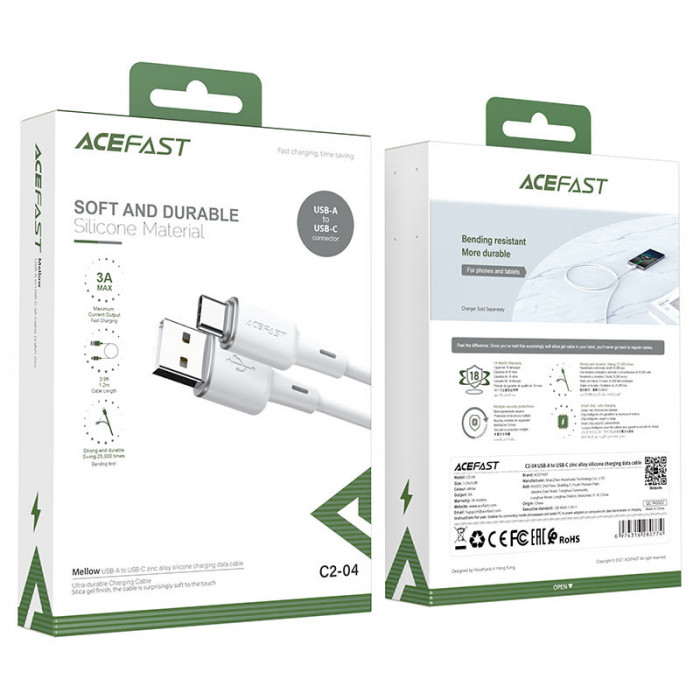 Кабель ACEFAST C2-04 USB-A - USB-C Белый