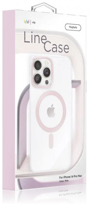 Чехол защитный VLP Line case с MagSafe для  iPhone 14 Pro Мах розовый