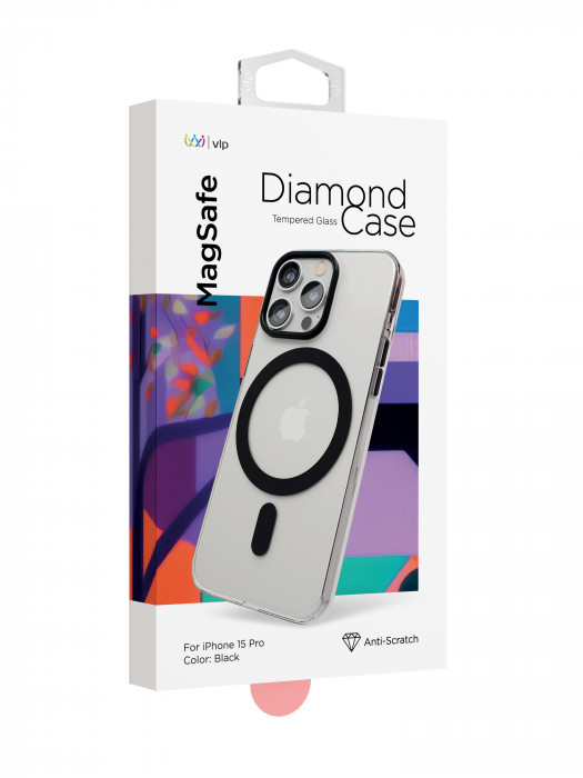 Чехол защитный VLP Diamond Case с MagSafe для iPhone 15 Pro черный
