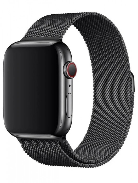 Ремешок Milanese Loop для Apple Watch 42/44/45/49мм Черный
