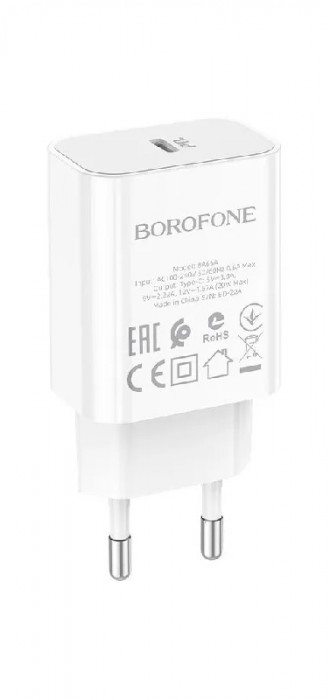 Зарядное устройство Borofone BA65A Plus USB-C, 20W Белый