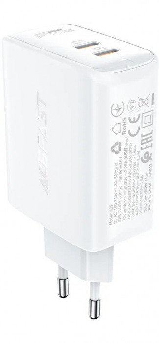 Зарядное устройство ACEFAST A29 GaN 2 USB-C 45W Белый