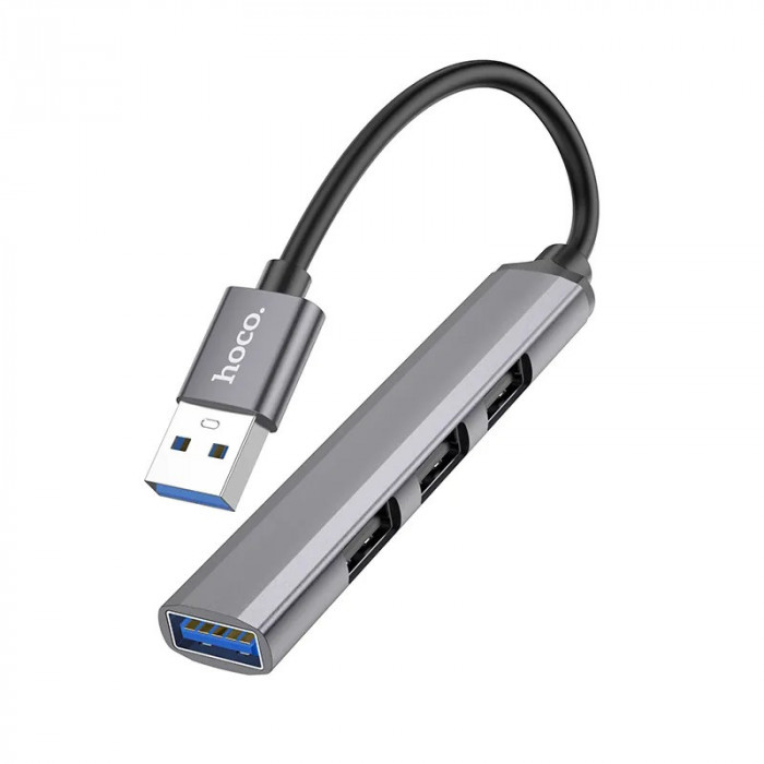 Стыковочная станция HOCO HB26 3 USB 2.0, 1 USB 3.0, кабель USB-A, Серый