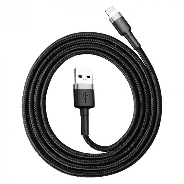 Кабель USB - Lightning Baseus cafule Cable 2.4A 1 метр - Чёрный (CALKLF-BG1)